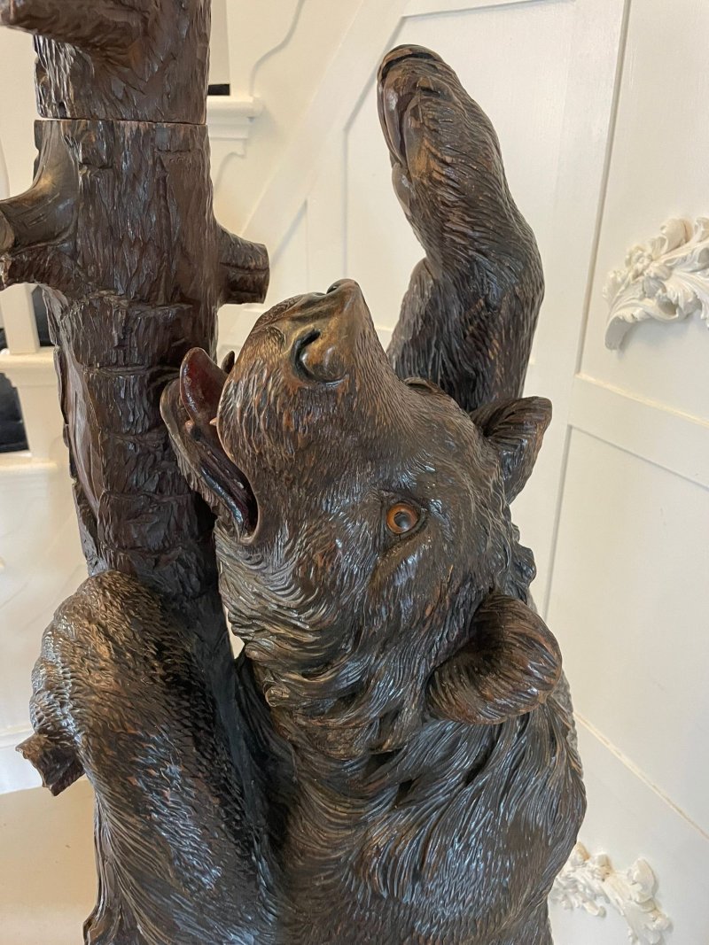 Magnificent Exhibition Quality Antique Black Forest Bear Oak Tree Hall Stand - Image 15